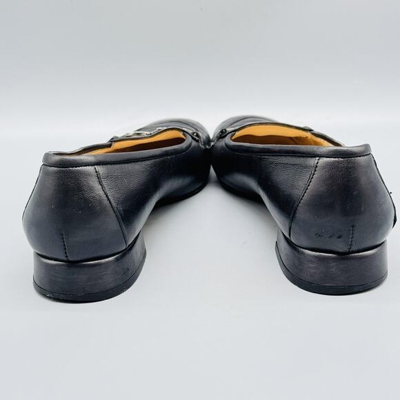 Salvatore Ferragamo Shoes Womens 5.5 Black Leather Gancini Buckle Loafer Slip On - Picture 7 of 12